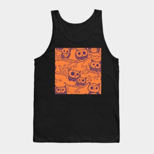 Orange and Purple Halloween Owl Pattern Tank Top